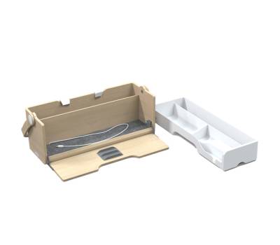 Organizer portatile da scrivania Ergobox S - 42,5 x 23 x 15 cm - legno-PET-ABS - legno-bianco-grigio - Alba - DKBOX - 3129710017713 - DMwebShop - 3
