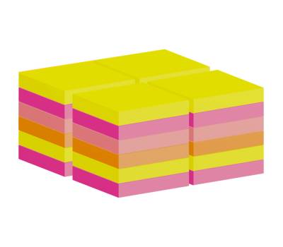 Blocco foglietti 654 COL VP24,76 x 76 mm colori assortiti 90 fogli confezione 24 blocchi - 11680 - 1