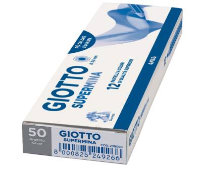 Pastello Supermina - mina 3,8 mm - argento 50 - conf. 12 pezzi - Giotto - 23905000 - 8000825249211 - DMwebShop - 1