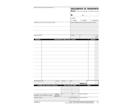 Blocco DDT 33,33,33 copie autoricopianti 21,5 x 14,8 cm - 11307 - 1 Blocco DDT 33,33,33 copie autoricopianti 21,5 x 14,8 cm - 11307 - 1