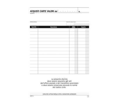 Blocco distinta acquisto carte valori 50,50 copie autoautoricalcanti 21,5 x 14,8 cm - 11672 - 1