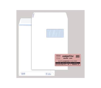 Busta a sacco Competitor FSC - strip adesivo - con finestra - 23 x 33 cm - 100 gr - bianco - conf. 500 pezzi - Pigna - 005439333 - 8006873180070 - DMwebShop