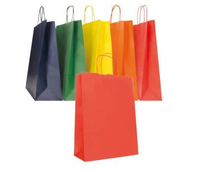 Shopper Twisted - maniglie cordino - 18 x 8 x 24 cm - carta biokraft - colori assortiti - conf. 25 pezzi - Mainetti Bags - 079894 - 8029307079894 - DMwebShop