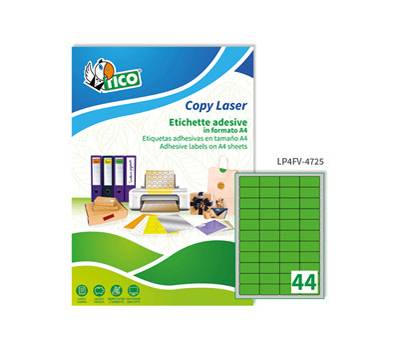 Etichette adesive LP4F carta angoli arrotondati permanenti 47,5 x 25,5 mm 44 etichette per foglio 70 fogli verde fluo LP4FV 4725 - 11830