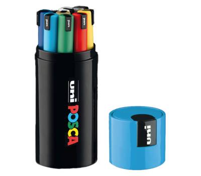 Marcatore Posca Pen PC1 con coperchio azzurro punta extra fine 0,7 mm gift box 9 pezzi - 14000 - 1