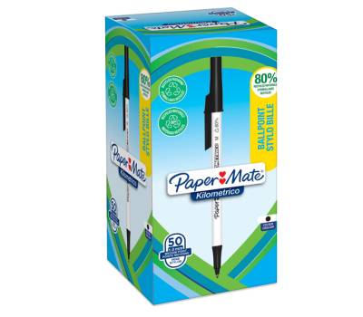 Penna sfera concappuccio Kilometrico Recycled - punta 1 mm - nero - conf. 50 pezzi - Papermate - 2187701 - 3026981928451 - DMwebShop - 1 Penna sfera concappuccio Kilometrico Recycled - punta 1 mm - nero - conf. 50 pezzi - Papermate - 2187701 - 3026981928451 - DMwebShop - 1