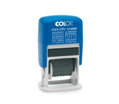 Timbro Mini Info S120/W Polinomio - 12 diciture 4 mm - autoinchiostrante - Colop - S120/W-BLS - 9004362348795 - DMwebShop - 1