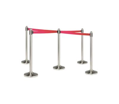 Colonnina segnapercorso cromata altezza 100 cm Nastro retrattile rosso da 210 cm - 13683 - 1