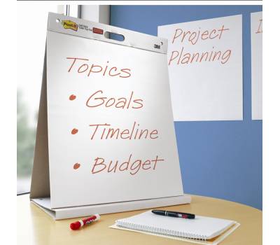 Blocco-Lavagna da tavolo Super Sticky autoportante - 20 fogli - 58,4 x 50,8 cm - bianco - Post-it - 7100171595 - 53200029777 - DMwebShop - 1