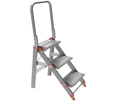 Scala sgabello Class Piu' con parapetto - 3 gradini - alluminio - Marchetti - 20523 - 8021227005168 - DMwebShop - 1