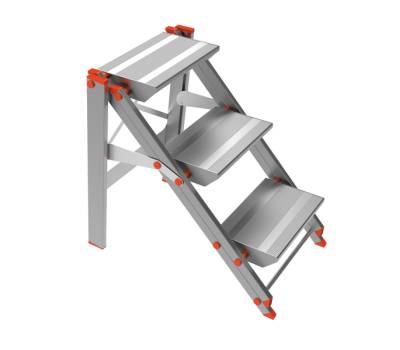 Scala sgabello Class Piu' con parapetto - 3 gradini - alluminio - Marchetti - 20523 - 8021227005168 - DMwebShop - 2