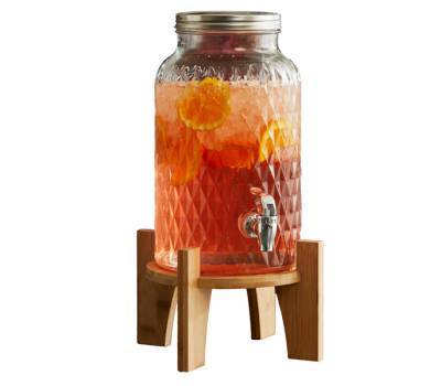 Caraffa con rubinetto - base bamboo - 5,6 lt - vetro - trasparente - Leone - T3026 - 8024112017604 - DMwebShop - 1