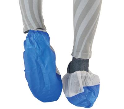 Sovrascarpe monouso Dual Barrier - antiscivolo - taglia unica - PLP - bianco-Blu - conf. 50 pezzi - Worker - GA600.21.02 - 8057714900166 - DMwebShop - 1