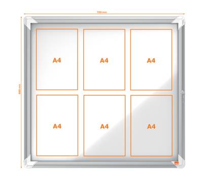 Bacheca per esterni fondo magnetico bianco 6 fogli A4 orizzontale - 16203 - 2