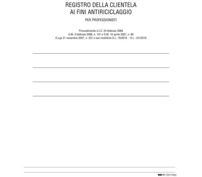 Registro antiriciclaggio per professionisti - 31 x 24 cm - 46 fogli - Edipro - E2174 - 8023328217402 - DMwebShop - 1