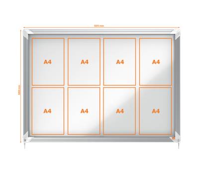Bacheca per interni - fondo in metallo - 8 fogli - A4 - ante scorrevoli - Nobo - 1902569 - 5028252063777 - DMwebShop - 3