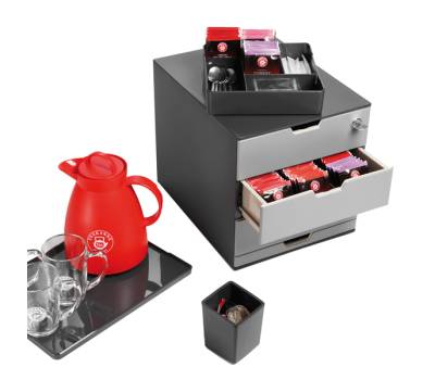 Set Coffee Point Box - 2 organizer inclusi - 28,9 x 27,9 x 35,4 cm - ABS - grigio - Durable - 3385-58 - 4005546978161 - DMwebShop - 3