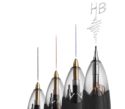 Penna a sfera a scatto multifunzione 4 Colors nero blu rosso fusto grigio - 19149 - 4