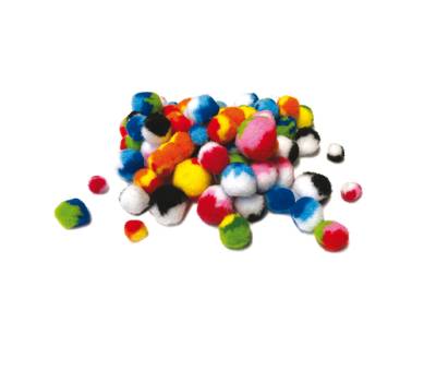 Pom-pon a strisce - 10-35 mm - colori assortiti - busta 100 pezzi - Deco - 12613 - 7394311921240 - DMwebShop - 1