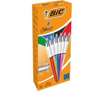 Penna sfera scatto multifunzione 4 Colours Shine - punta 1 mm - fusto colori assortiti - scatola 12 pezzi - Bic - 964775 - 3086123537637 - DMwebShop - 7