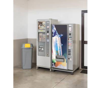 Bidone mobile Push - con coperchio - 49 x 54 x 95 cm - 100 lt - grigio-giallo - Mobil Plastic - 100P/GRC-GIA - 8004331001059 - DMwebShop - 1