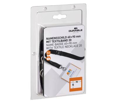 Portanome con cordoncino - 6 x 9 cm - conf. 5 pezzi - Durable - 8600-01 - 4005546801506 - DMwebShop - 1