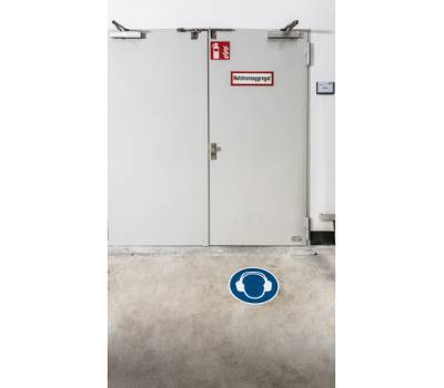 Pittogramma adesivo da terra Indossare protezione auricolare diametro 43 cm - 22630 - 1