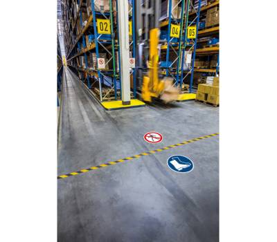 Pittogramma adesivo da terra Calzature di sicurezza obbligatorie diametro 43 cm - 22629 - 1