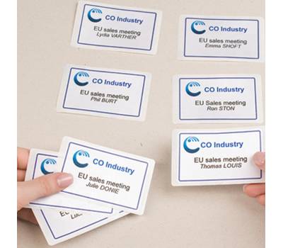 Etichette badge in seta acetata - 80 x 50 mm - 20 fogli - 10 etichette per foglio - laser - Avery - L4785-20 - 5014702000010 - DMwebShop - 2