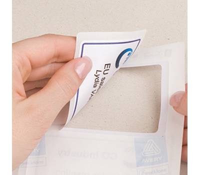 Etichette badge in seta acetata - 80 x 50 mm - 20 fogli - 10 etichette per foglio - laser - Avery - L4785-20 - 5014702000010 - DMwebShop - 3