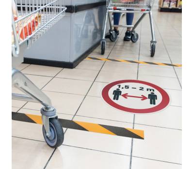 Pittogramma adesivo da terra Mantenere la distanza di sicurezza diametro 43 cm - 22777 - 1