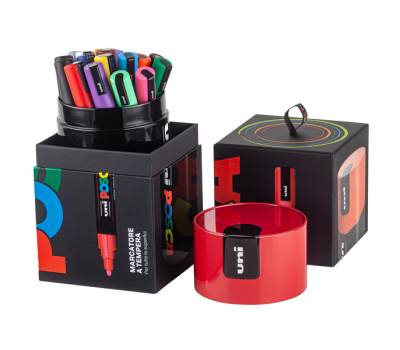 Marcatore Uni Posca PC5M - con coperchio rosso - punta media - colori assortiti - gift box 18 pezzi - Uni Mitsubishi - M 84008547 - 8059484008547 - DMwebShop - 19