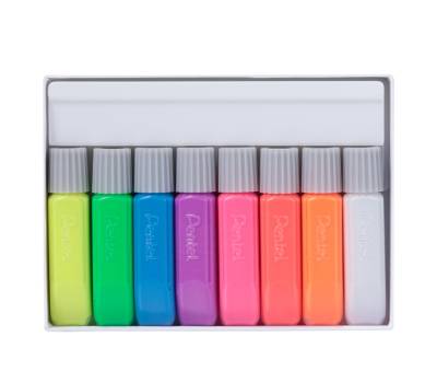 Colore in tubetto per tessuto Fabric Fun - colori fluo assortiti - conf. 8 pezzi - Pentel - FFPC1-F8 - 4711577069197 - DMwebShop - 1