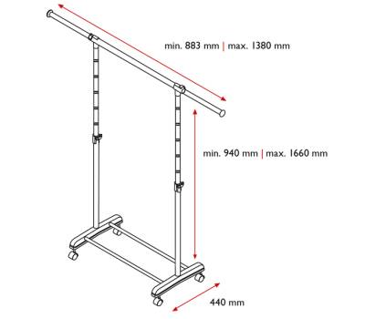 Appendiabiti su ruote Gastone - 1 barra - Perfetto - 0511 - 8000957051102 - DMwebShop - 2
