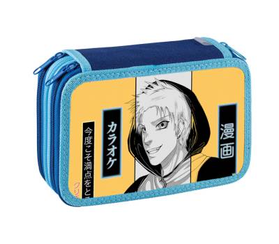 Astuccio 3 Zip Manga - 13 x 20 x 7,5 cm - fantasie assortite - conf. 12 pezzi - Favorit - 400184012 - 8006779051146 - DMwebShop - 2