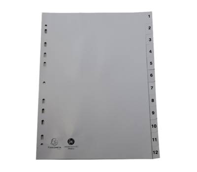 Intercalare numerico - PPL riciclato - A4 - 12 tasti - A-Z - grigio - Exacompta - 1912E - 3130630019121 - DMwebShop - 1