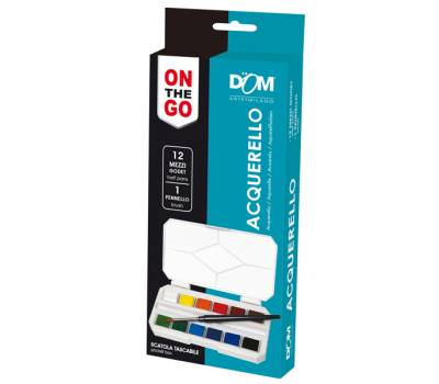 Acquerelli On the Go - conf. 12 pezzi + pennello + tavolozza - Dom - 11475 - 8004957114751 - DMwebShop - 1