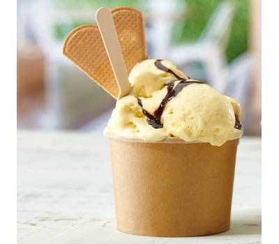 Coppetta gelato monouso rotonda diametro 8,5 cm 150 ml carta avana Leone H0802 - 26199 - 1