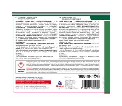 Disinfettante detergente - per pavimenti - concentrato - 1 lt - Tekna - k005 - 8009110025868 - DMwebShop - 2