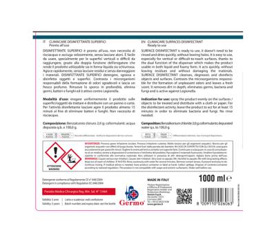 Detergente disinfettante Climacare - pronto all'uso - 1 lt - Tekna - K020 - 8009110026063 - DMwebShop - 2 Detergente disinfettante Climacare - pronto all'uso - 1 lt - Tekna - K020 - 8009110026063 - DMwebShop - 2