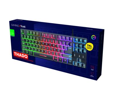Tastiera gaming GX833 Thado - con illuminazione LED multicolore - metallo - nero - Trust - 24066 - 8713439240665 - DMwebShop - 3