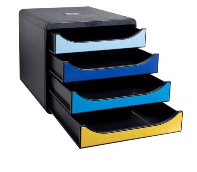 Cassettiera Big Box Bee Blue - 4 cassetti A4 - nero-multicolore - Exacompta - 3104202D - 9002490310424 - DMwebShop - 1