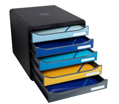 Cassettiera Big Box Plus Bee Blue - 5 cassetti A4 - nero-multicolore - Exacompta - 3094202D - 9002494309424 - DMwebShop - 1