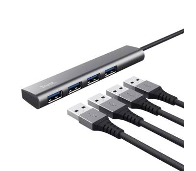 Hub Halyx - 4 porte - da USB-C a USB-A 3.2 Gen1 - alluminio - grigio - Trust - 24948 - 8713439249484 - DMwebShop - 1