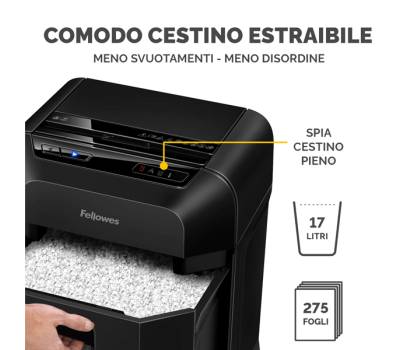 Distruggidocumenti automatico - a mini frammento - 80 M - Fellowes - 4621501 - 50043859782500 - DMwebShop - 3