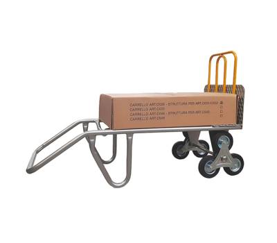 Carrello saliscale - 50 x 40 x 132 cm - max 280 kg - acciaio - grigio-giallo - Tecnotelai - C059 - 806258980275 - DMwebShop - 1