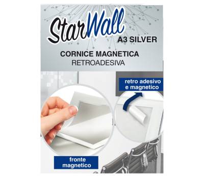 Cornice magnetica retroadesiva Starwall - A3 - silver - Starline - STL6432A3SILVER - 8025133125033 - DMwebShop - 1 Cornice magnetica retroadesiva Starwall - A3 - silver - Starline - STL6432A3SILVER - 8025133125033 - DMwebShop - 1
