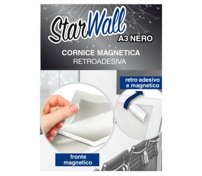 Cornice magnetica retroadesiva Starwall - A3 - nero - Starline - STL6433A3NERO - 8025133125057 - DMwebShop - 1 Cornice magnetica retroadesiva Starwall - A3 - nero - Starline - STL6433A3NERO - 8025133125057 - DMwebShop - 1