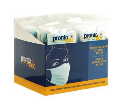 Mascherina chirurgica monouso - tipo IIR - 3 veli - celeste - conf. 10 pezzi - Prontodoc - 4178 - 8000957417809 - DMwebShop - 1