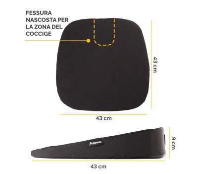 Cuscino Breyta Inclinato - 9 x 43 x 43 cm - in tessuto - nero - Fellowes - 100119849 - 43859803071 - DMwebShop - 1